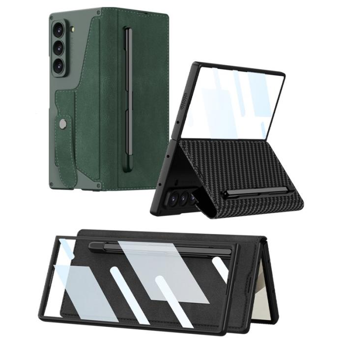 GKK - GKK Samsung Galaxy Z Fold6 Fodral Kickstand PC+PU - Grå