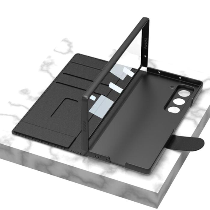 GKK - GKK Samsung Galaxy Z Fold6 Fodral Kickstand PC+PU - Litchi Textur