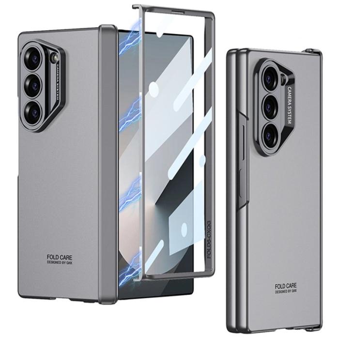 GKK - GKK Samsung Galaxy Z Fold6 Fodral Magnetisk Hinge Skydd PC - Grå