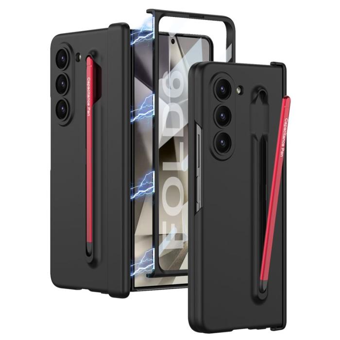 GKK - GKK Samsung Galaxy Z Fold6 Fodral Magnetisk Hinge Skydd PC - Svart/Röd