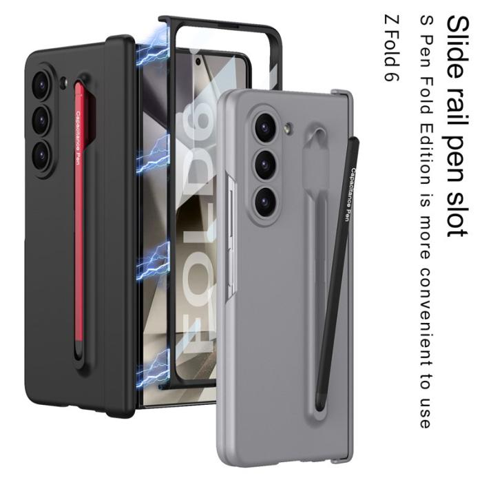 GKK - GKK Samsung Galaxy Z Fold6 Fodral Magnetisk Hinge Skydd PC - Svart/Röd