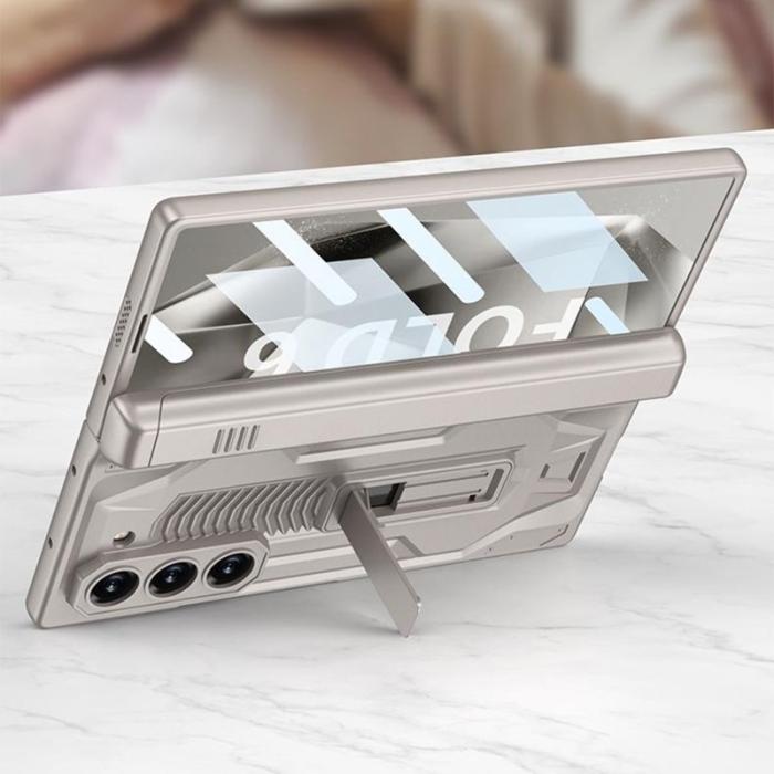GKK - GKK Samsung Galaxy Z Fold6 Fodral Magnetisk Hinge Skydd - Titanium Grey