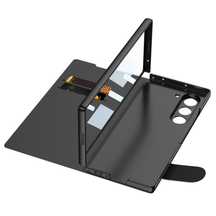 GKK - GKK Samsung Galaxy Z Fold6 Fodral PC+PU - Kolfiber - Svart
