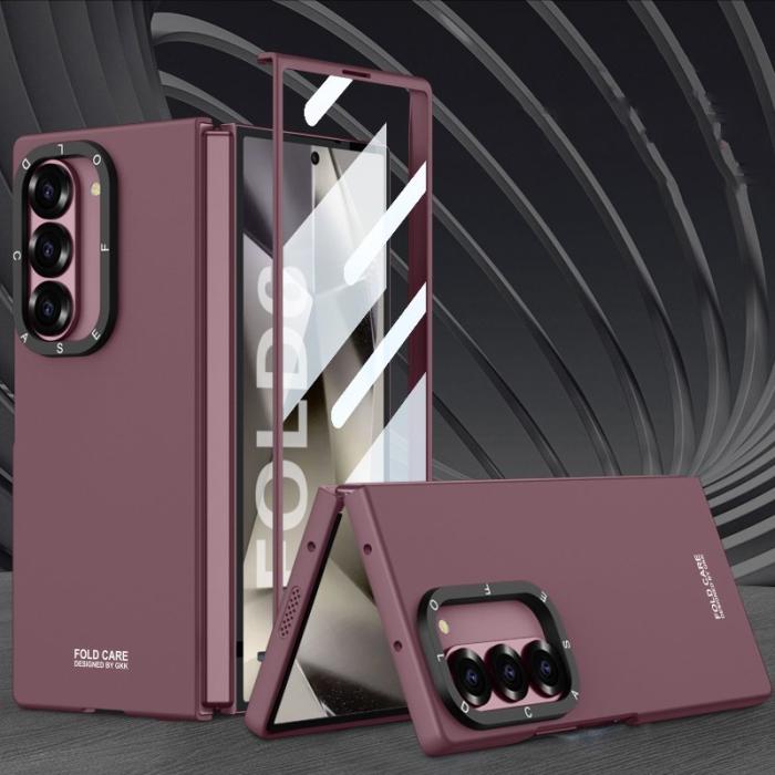 GKK - GKK Samsung Galaxy Z Fold6 Fodral - Ultra Tunna PC - Vinröd