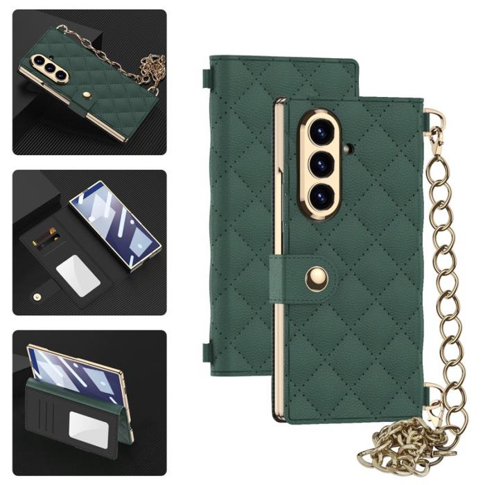 GKK - GKK Samsung Galaxy Z Fold7 Plånboksfodral Konstläder - Grön