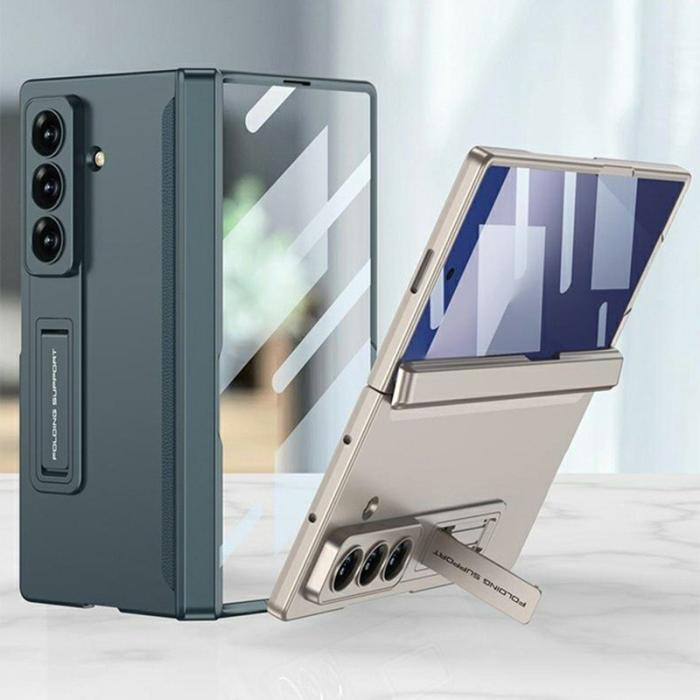 GKK - GKK Samsung Galaxy Z Fold7 Fodral Äkta läder - Silver