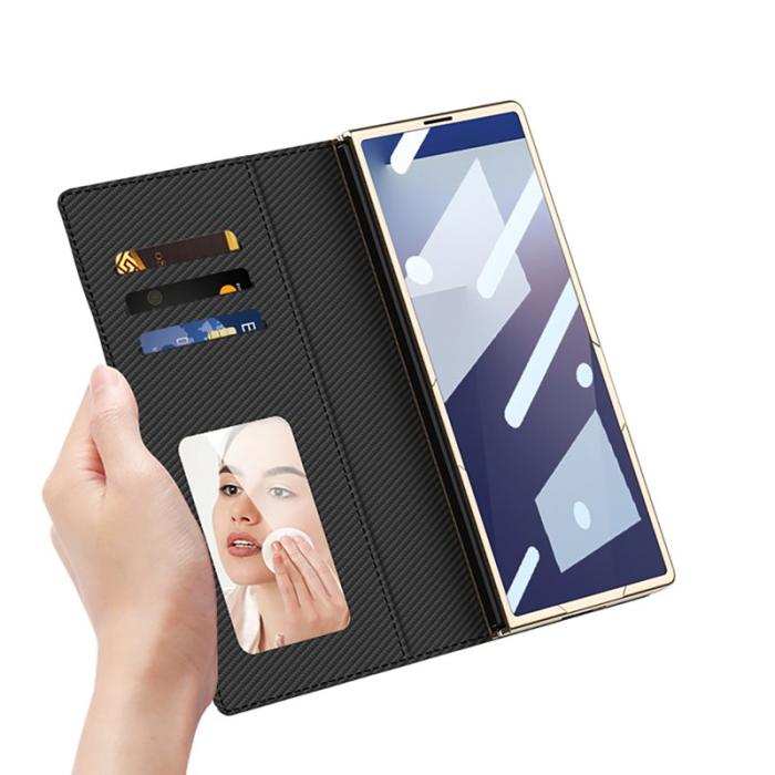 GKK - GKK Samsung Galaxy Z Fold7 Fodral Äkta läder - Svart