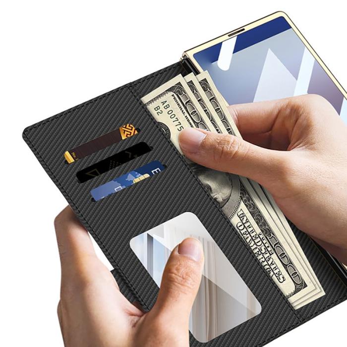 GKK - GKK Samsung Galaxy Z Fold7 Fodral Äkta läder - Svart