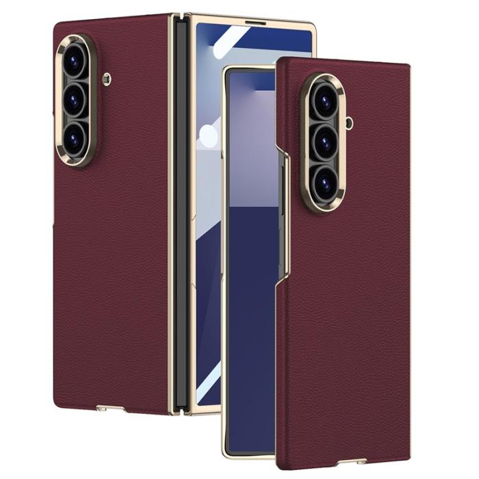GKK - GKK Samsung Galaxy Z Fold7 Fodral Electroplated PC + PU - Röd