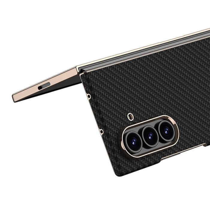 GKK - GKK Samsung Galaxy Z Fold7 Fodral - Elektropläterad PC + PU - Kolfiber