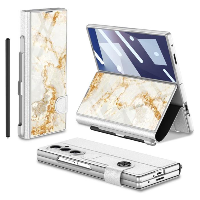GKK - GKK Samsung Galaxy Z Fold7 Fodral - Hård PC + PU - Guld