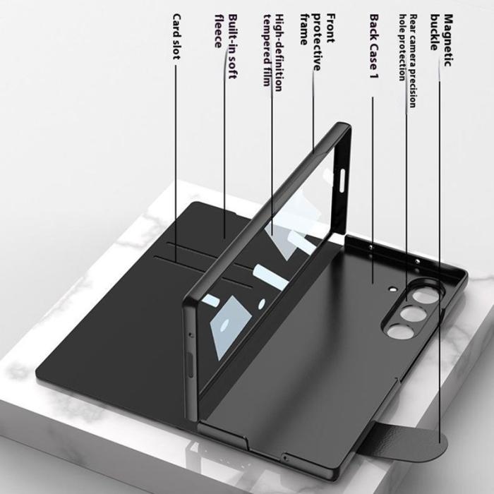 GKK - GKK Samsung Galaxy Z Fold7 Fodral - Hård PC + PU - Kolfiber - Svart