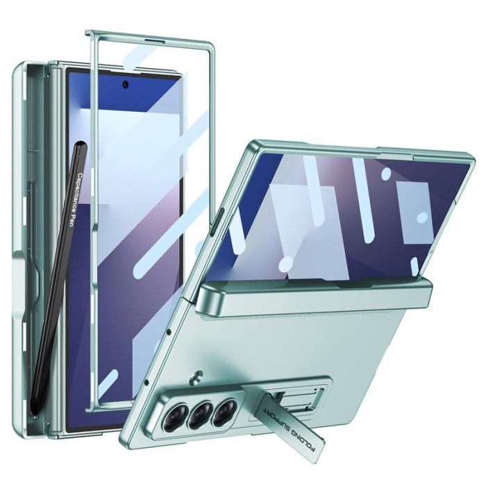 GKK - GKK Samsung Galaxy Z Fold7 Fodral Magnetisk Hinge Kickstand - Grön