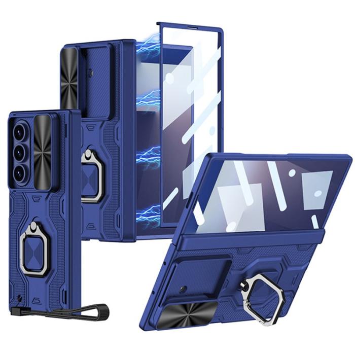 GKK - GKK Samsung Galaxy Z Fold7 Fodral Magnetisk Kickstand PC - Blå