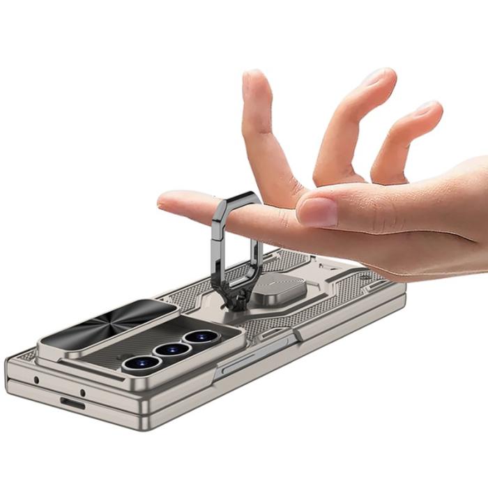 GKK - GKK Samsung Galaxy Z Fold7 Fodral Magnetisk Kickstand PC - Grå