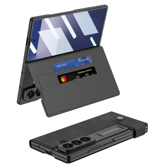 GKK - GKK Samsung Galaxy Z Fold7 Konstläder Plånboksfodral Matte PU + PC - Grå