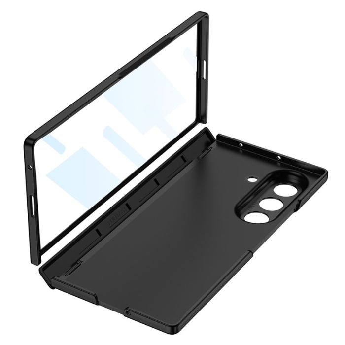 GKK - GKK Samsung Galaxy Z Fold7 Fodral med Rem - PC + Härdat Glas - Silver