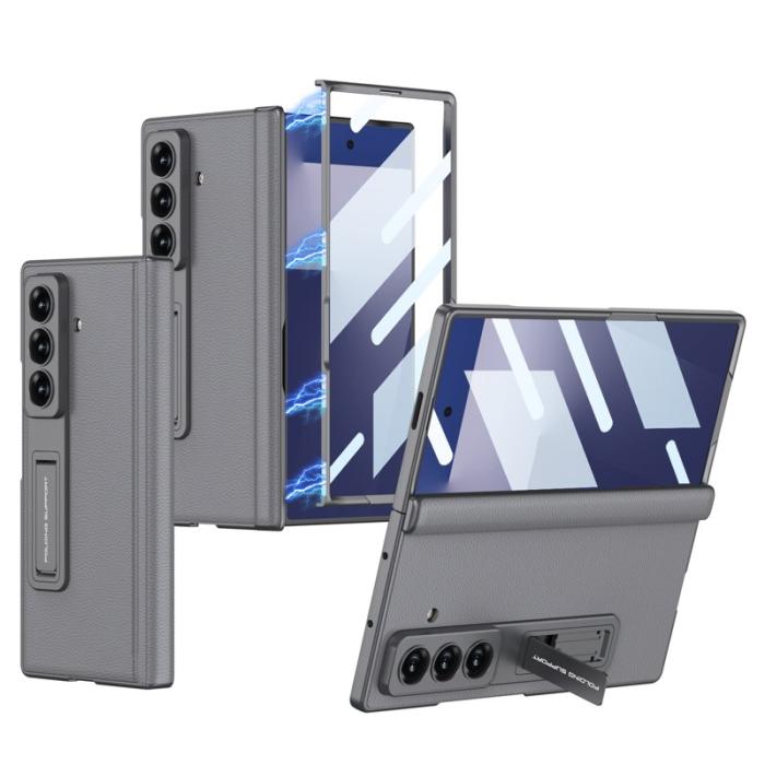 GKK - GKK Samsung Galaxy Z Fold7 Fodral - PC + Härdat Glas - Grå