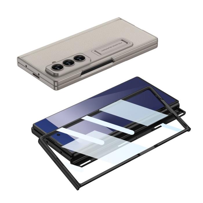 GKK - GKK Samsung Galaxy Z Fold7 Fodral - PC + Härdat Glas - Grå