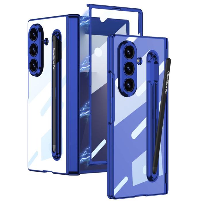 GKK - GKK Samsung Galaxy Z Fold7 Fodral - PC + Härdat glas - Svart+Blå