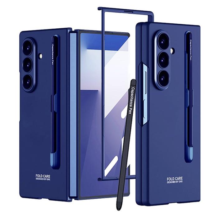 GKK - GKK Samsung Galaxy Z Fold7 Fodral - PC + TempeRöd Glass - Blå