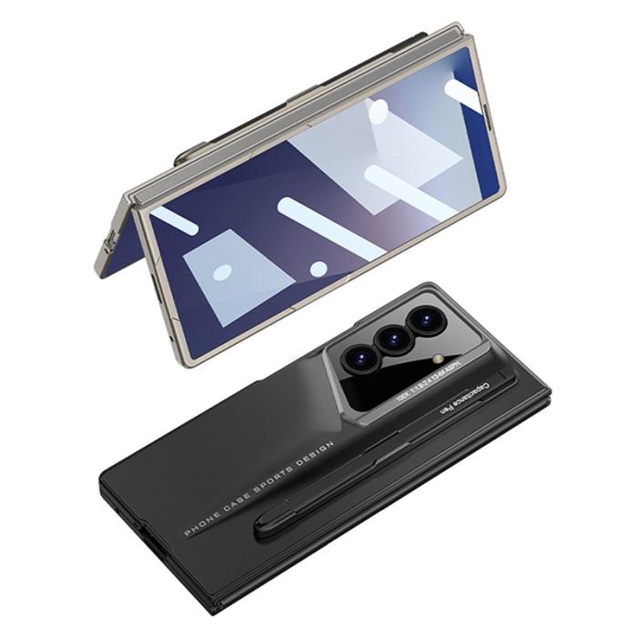 GKK - GKK Samsung Galaxy Z Fold7 Fodral - PC + TempeRöd Glass - Grå