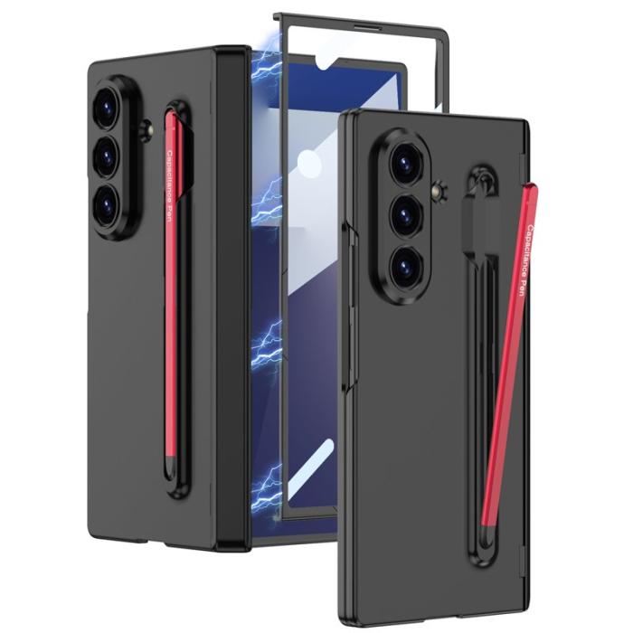 GKK - GKK Samsung Galaxy Z Fold7 Fodral - PC + TempeRöd Glass - Röd+Svart