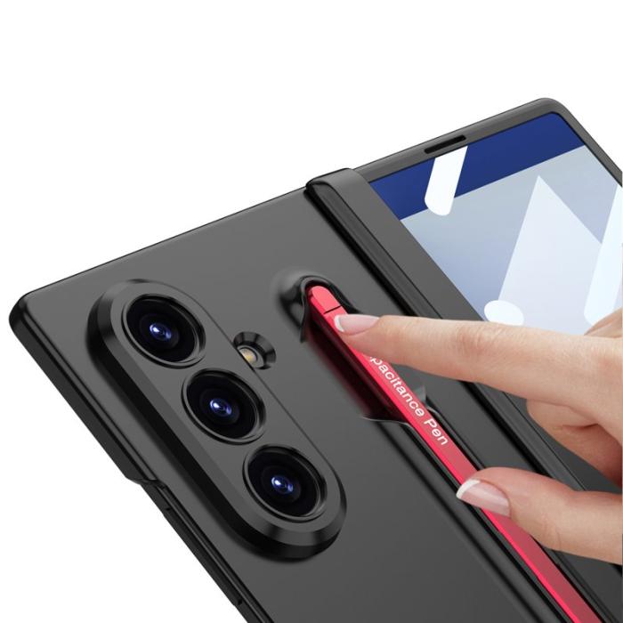 GKK - GKK Samsung Galaxy Z Fold7 Fodral - PC + TempeRöd Glass - Röd+Svart
