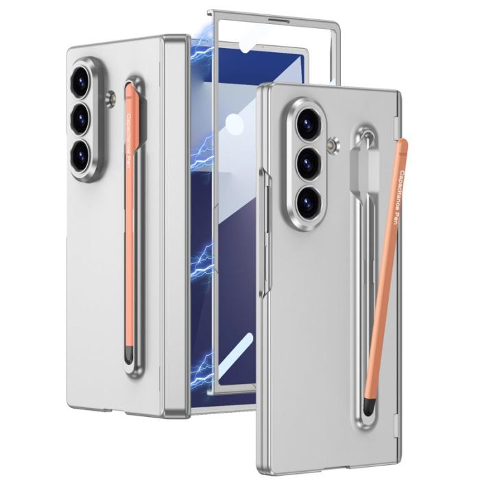 GKK - GKK Samsung Galaxy Z Fold7 Fodral - PC + TempeRöd Glass - Rosa+Silver