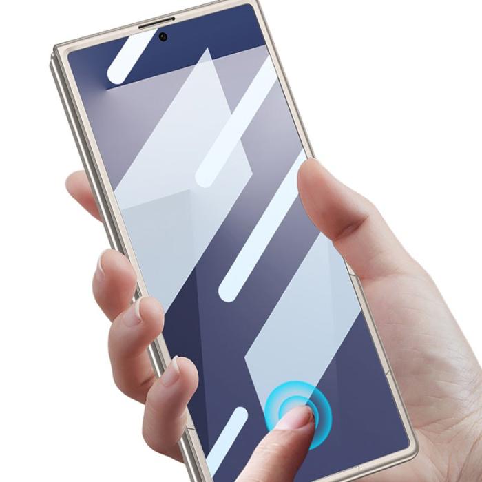 GKK - GKK Samsung Galaxy Z Fold7 Fodral - PC TempeRöd Glass - Silver