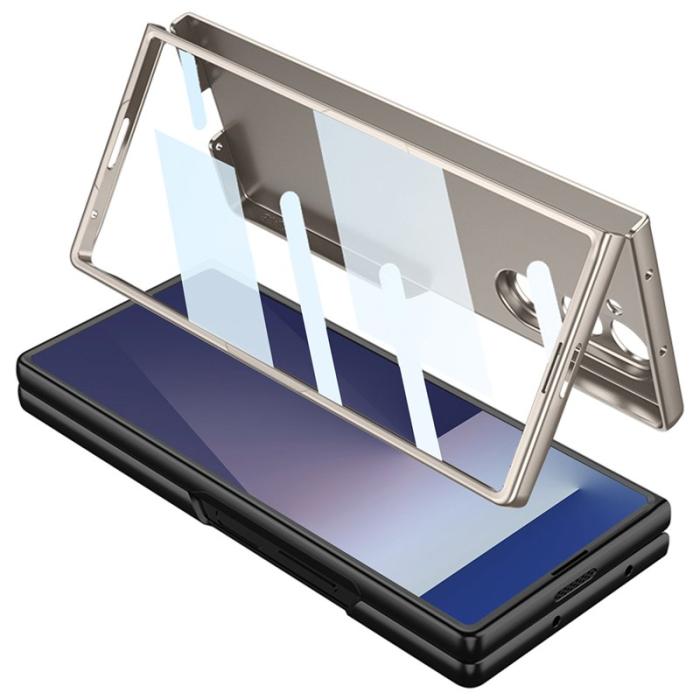 GKK - GKK Samsung Galaxy Z Fold7 Fodral - PC + TempeRöd Glass - Grå
