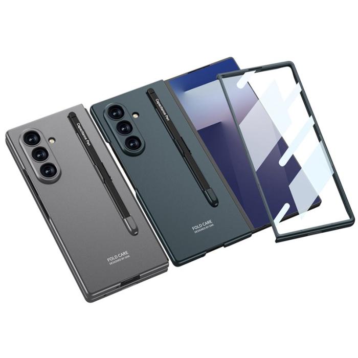 GKK - GKK Samsung Galaxy Z Fold7 Fodral - PC + TempeRöd Glass - Grå