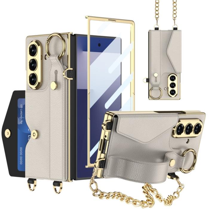 GKK - GKK Samsung Galaxy Z Fold7 Fodral - PU Rem Kickstand - Grå