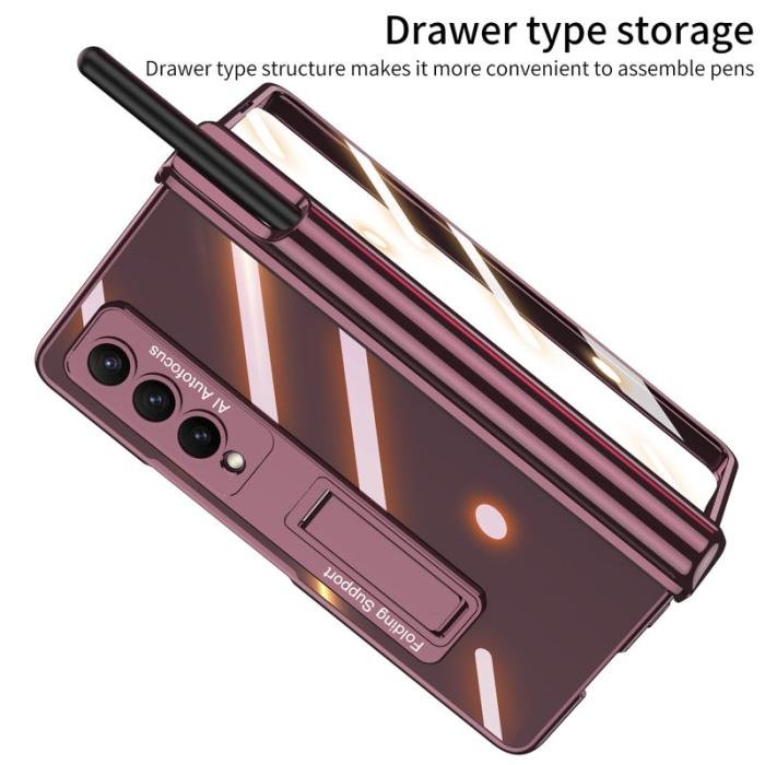 GKK - GKK Shockproof Kickstand Fodral Samsung Galaxy Z Fold4 - Äkta läder - Guld