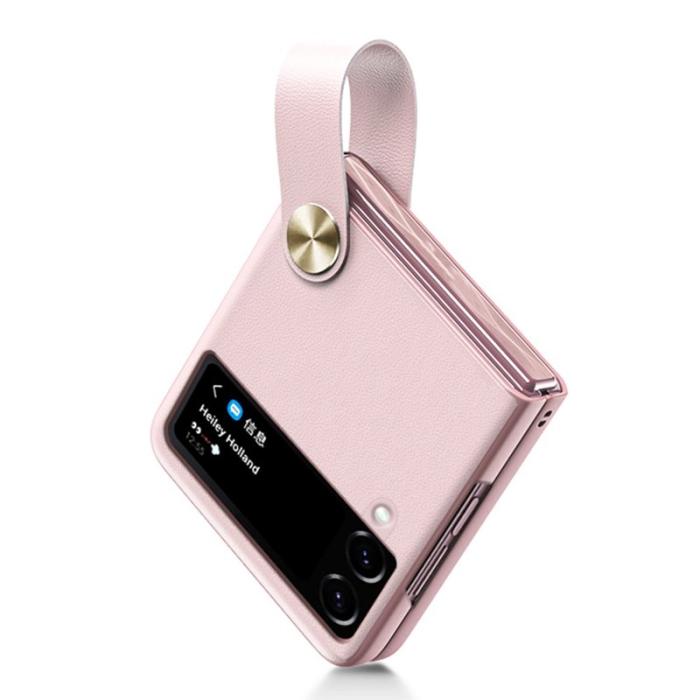 GKK - GKK Strap Kickstand Fodral för Samsung Galaxy Z Flip4 - PU Läder - Pink
