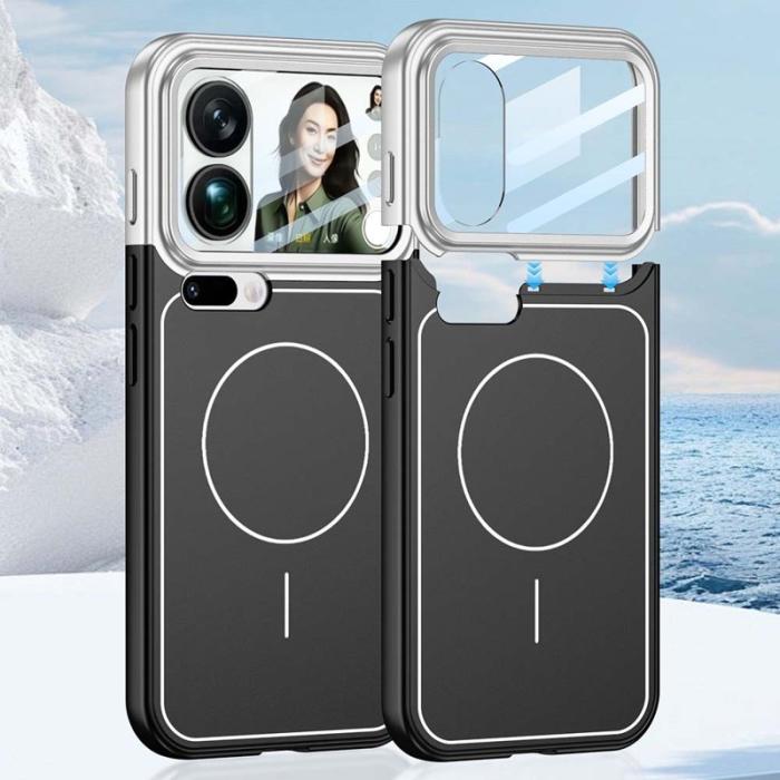 GKK - GKK Xiaomi 17 Pro Max Fodral - Äkta läder - Silver - Svart