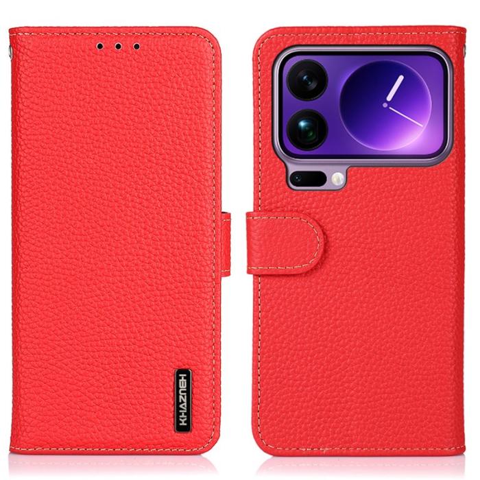 KHAZNEH - KHAZNEH för Xiaomi 17 Pro Max Plånboksfodral Äkta Läder - Röd