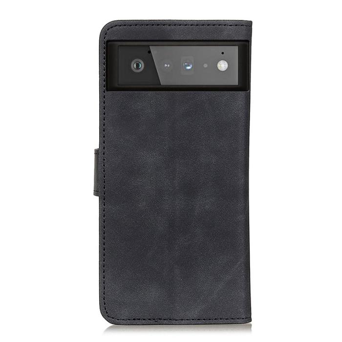 KHAZNEH - KHAZNEH Google Pixel 6 Fodral PU Läder - Vintage Stil - Svart