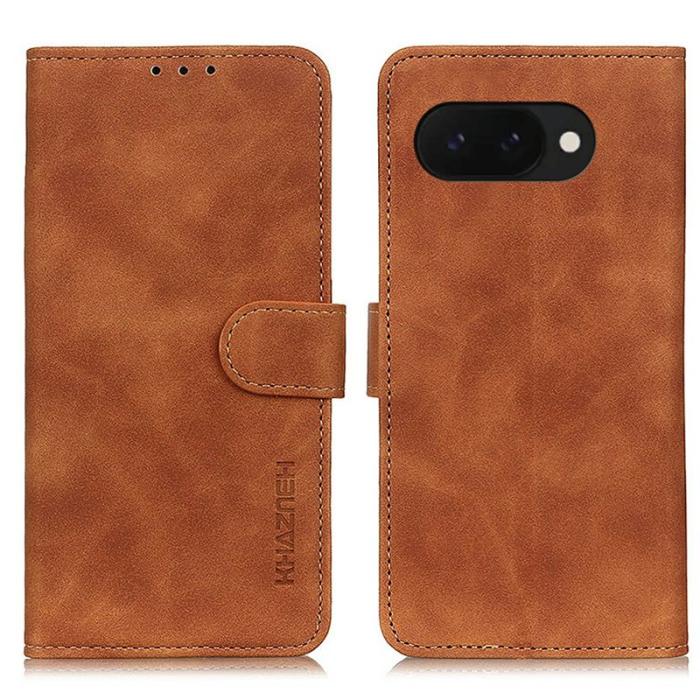 KHAZNEH - KHAZNEH Google Pixel 9a Fodral PU Läder Retro Textur - Brun
