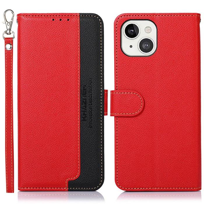 KHAZNEH - KHAZNEH iPhone 13 Fodral Äkta läder - Röd