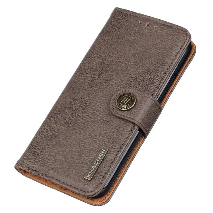 KHAZNEH - KHAZNEH iPhone 16e Wallet Fodral Äkta läder - Khaki