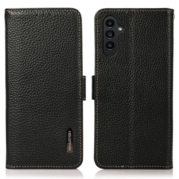 KHAZNEH - KHAZNEH Samsung Galaxy A26 5G Fodral Äkta läder - Svart