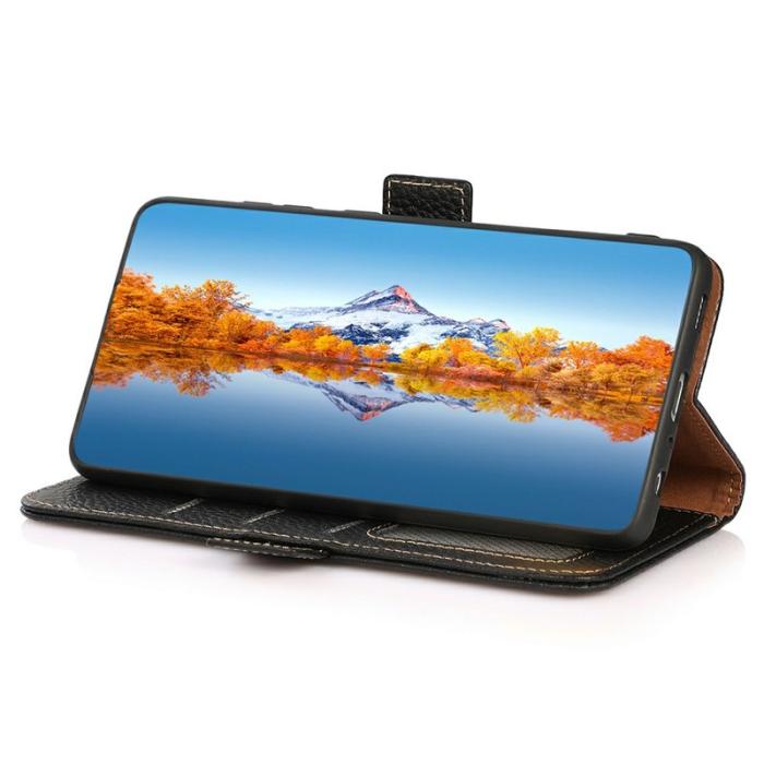 KHAZNEH - KHAZNEH Samsung Galaxy A26 5G Fodral Äkta läder - Svart