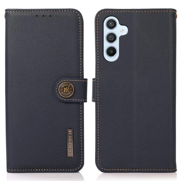 KHAZNEH - KHAZNEH Samsung Galaxy A34 5G Fodral Äkta läder - Blå