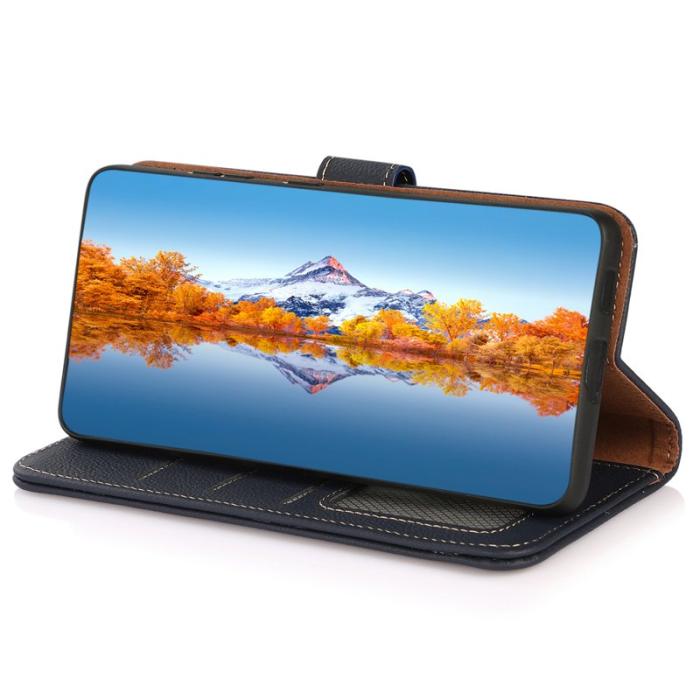 KHAZNEH - KHAZNEH Samsung Galaxy A34 5G Fodral Äkta läder - Blå