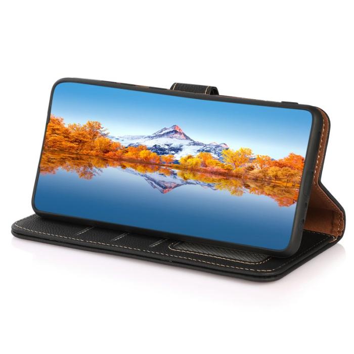 KHAZNEH - KHAZNEH Samsung Galaxy A34 5G Fodral Wallet Äkta läder - Svart