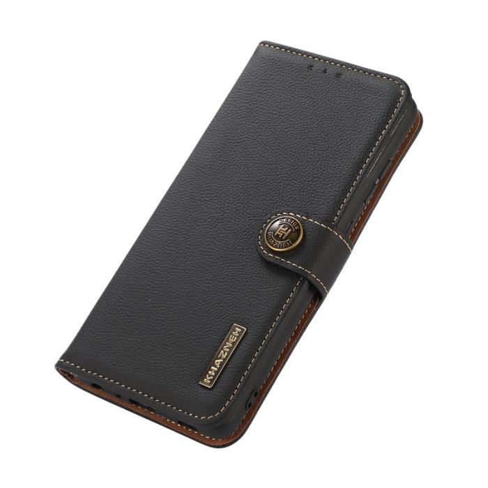 KHAZNEH - KHAZNEH Samsung Galaxy A34 5G Fodral Wallet Äkta läder - Svart