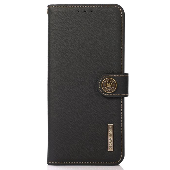KHAZNEH - KHAZNEH Samsung Galaxy A34 5G Fodral Wallet Äkta läder - Svart