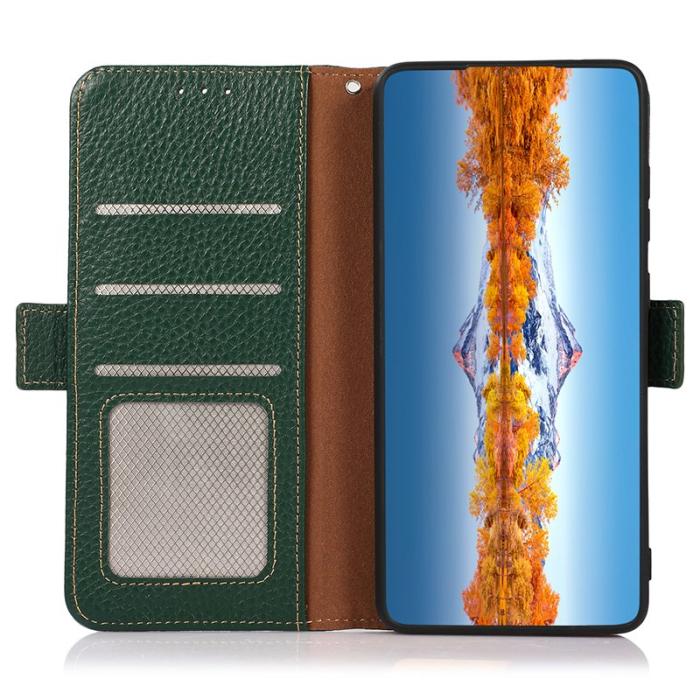 KHAZNEH - KHAZNEH Samsung Galaxy S23 FE Fodral Äkta läder - Grön