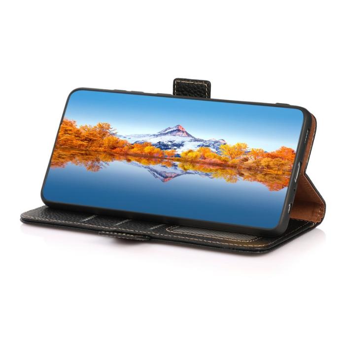 KHAZNEH - KHAZNEH Samsung Galaxy S23 FE Fodral Äkta läder - Svart